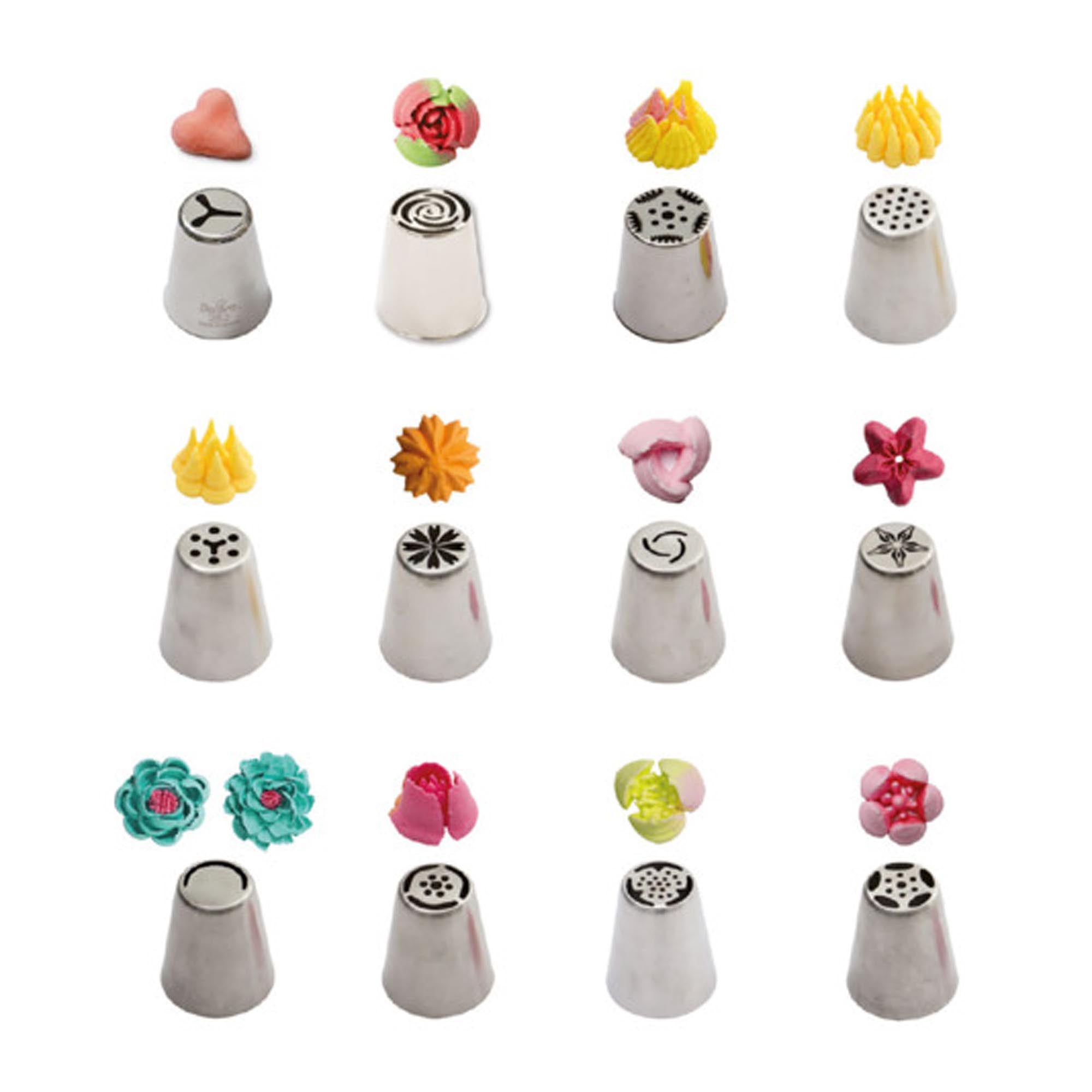 DECORA Spritztüllen-Box Blumen 3D Set mit 12 Stück Edelstahl Banderole orange in  präsentiert im Onlineshop von KAQTU Design AG. Backzubehör ist von DECORA