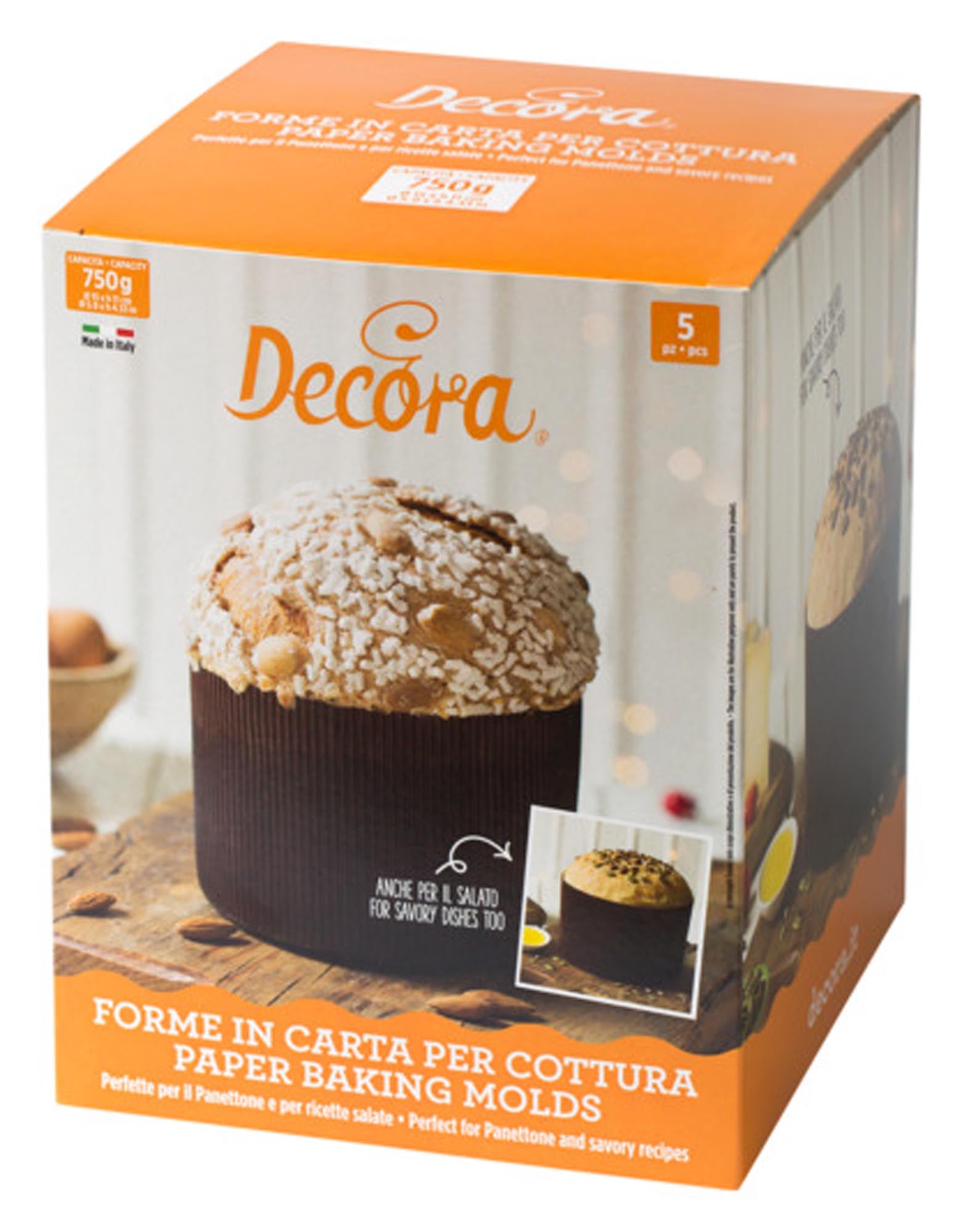 <tc>DECORA</tc> Panettone brioche molds 5 pieces 750 g cellulose paper natural 200°C ø 15x11 cm