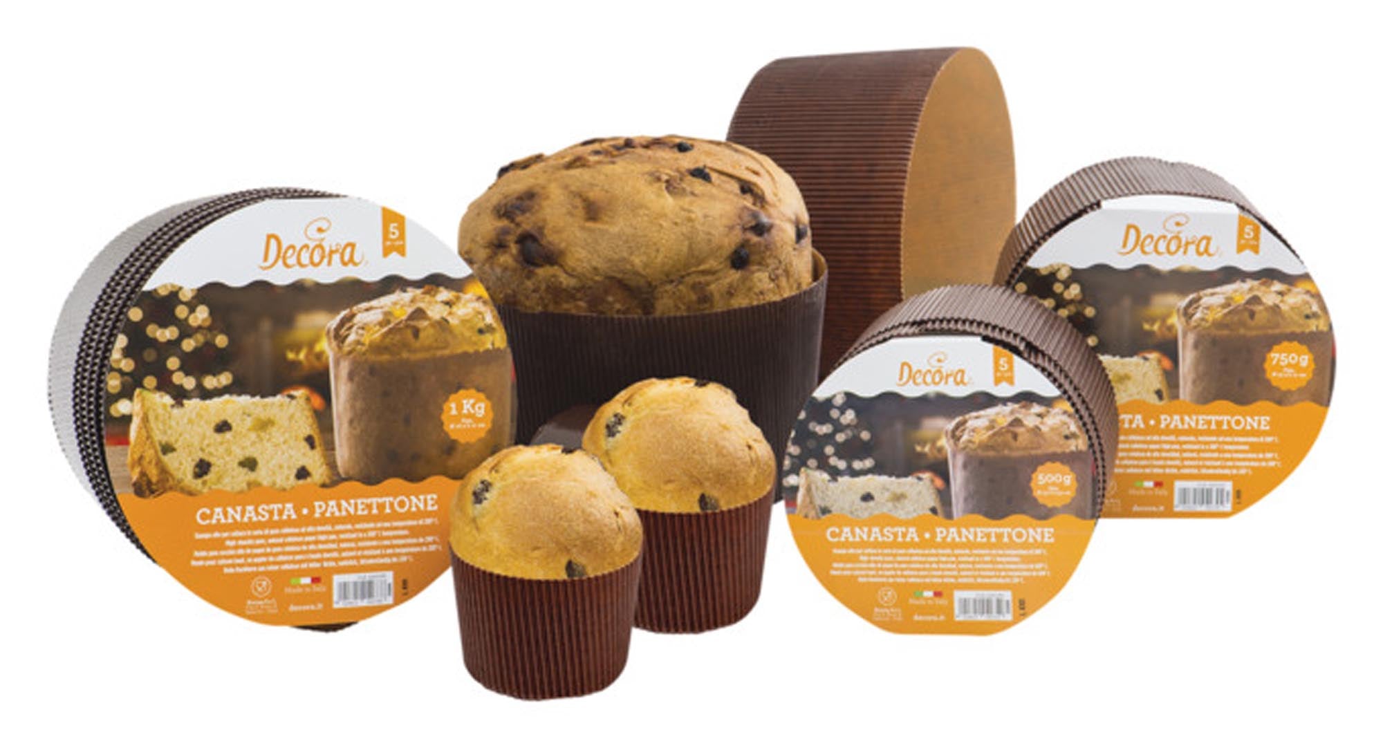 <tc>DECORA</tc> Panettone brioche molds 5 pieces 750 g cellulose paper natural 200°C ø 15x11 cm