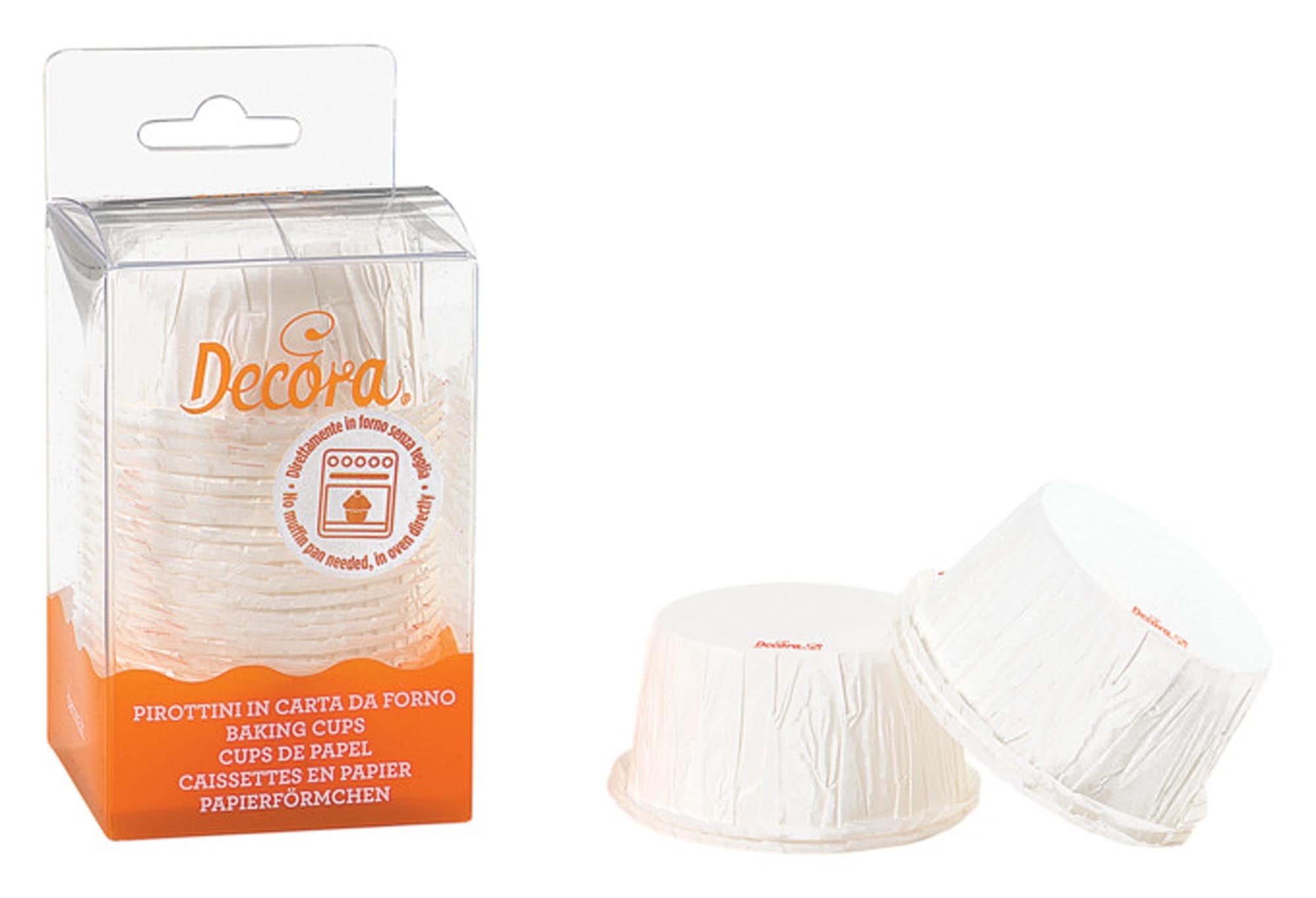 DECORA Papier-Backförmchen Plissee 25 Stück weiss in Klarsichtbox 220°C ø 5.5x3.5 cm in  präsentiert im Onlineshop von KAQTU Design AG. Backform / Backblech ist von DECORA