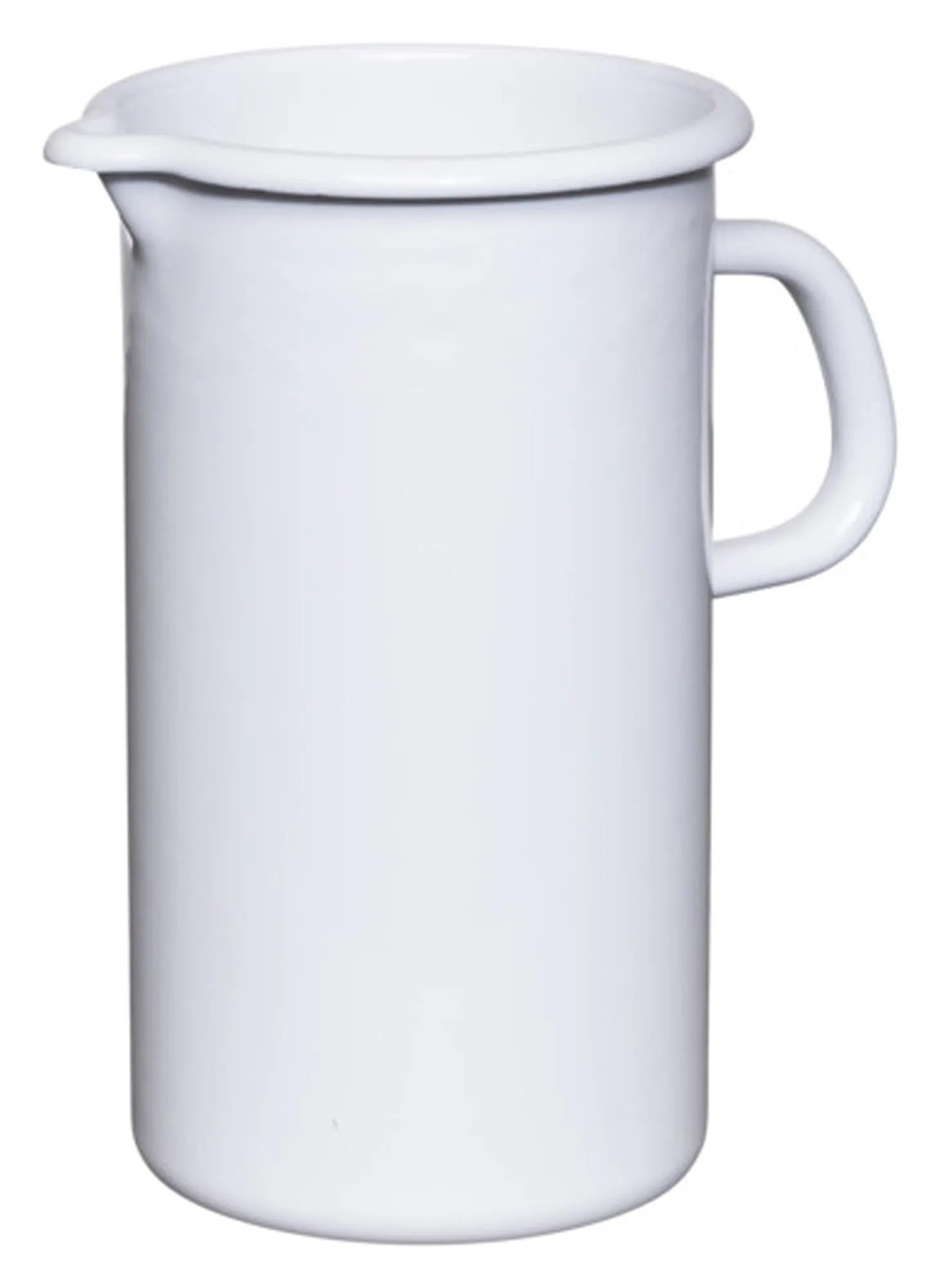 Stilvoller RIESS Krug, 1.5L, emaillierter Stahl, korrosionsbeständig, spülmaschinenfest, ideal für heiße & kalte Getränke.