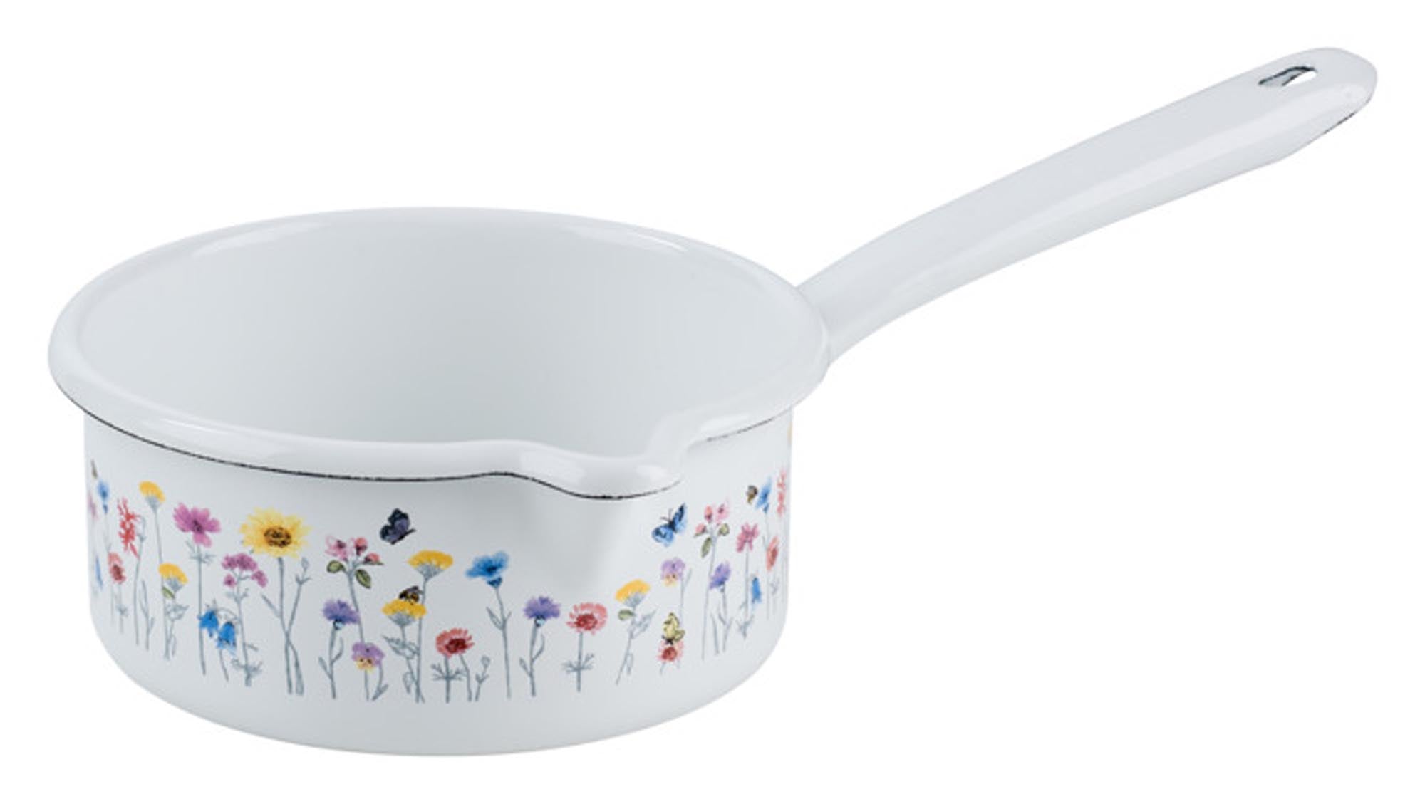 Stielkasserolle Flora 0.75l, ø14cm, emaillierter Stahl, kratzfest, ergonomisch, für alle Herdarten inkl. Induktion, stilvoll.