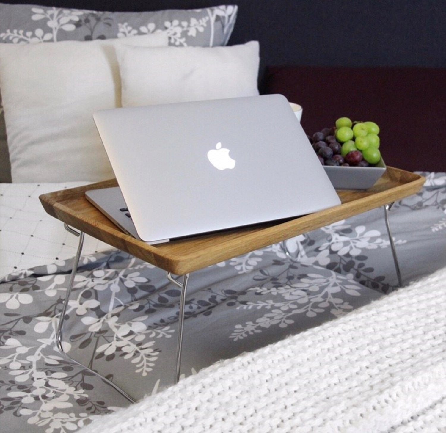 Vassoio per letto di quercia, 53x32x7cm