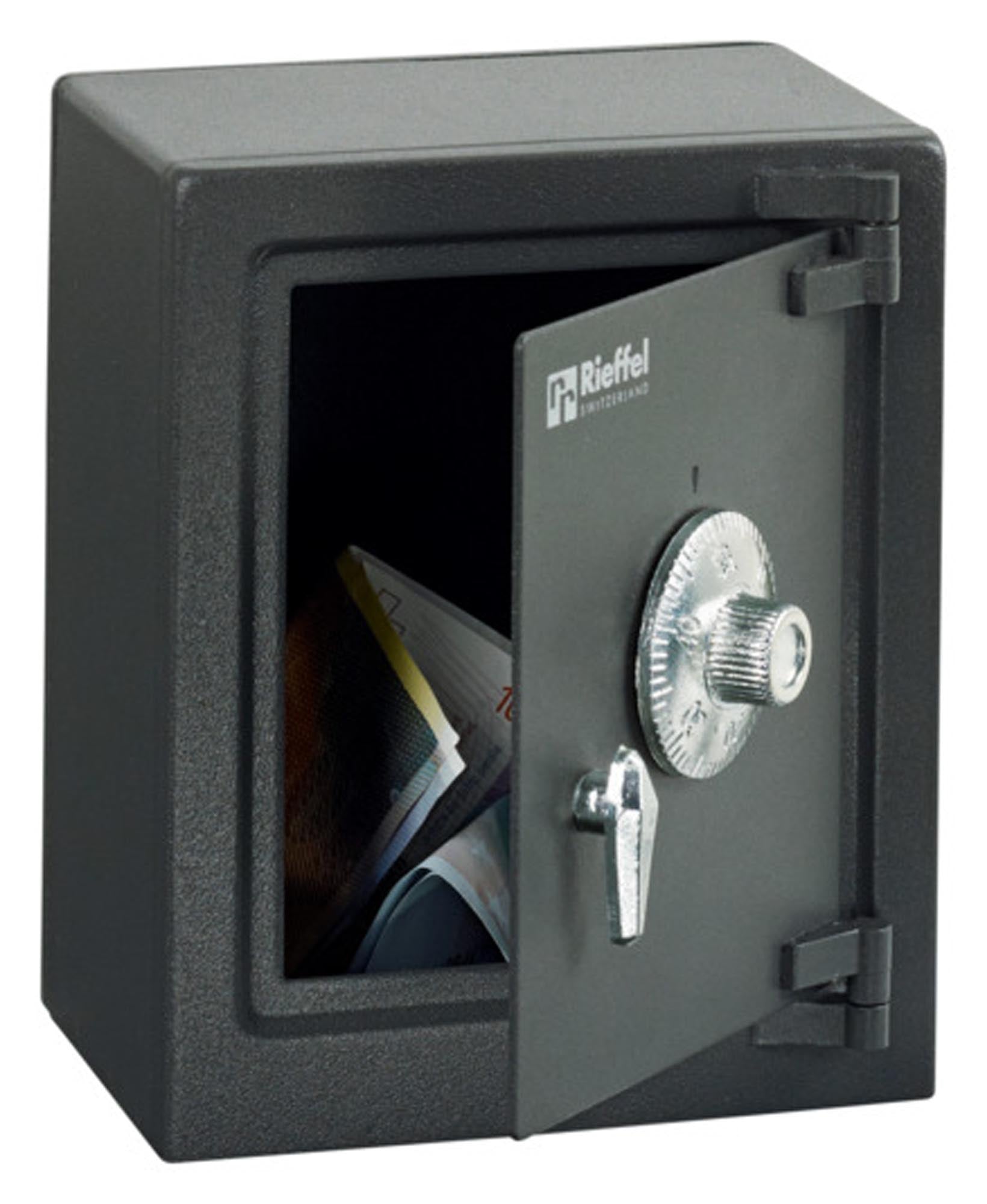 "My first Safe" Sparbüchse von RIEFFEL: Kompakt (135x110x80 mm), mit Einwurfschlitz & Zahlenschloss. Ideal für kleine Sparfüchse.