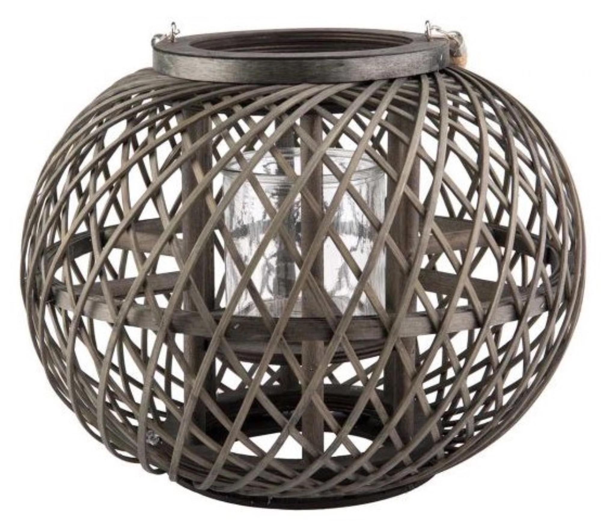 Lantern dark green 32x32x26cm round wood
