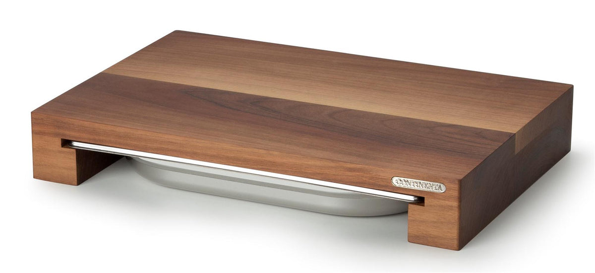 Walnuss Schneidebrett m. Edelstahl Schublade, 39x27x6 cm in Braun präsentiert im Onlineshop von KAQTU Design AG. Schneidbrett ist von Continenta