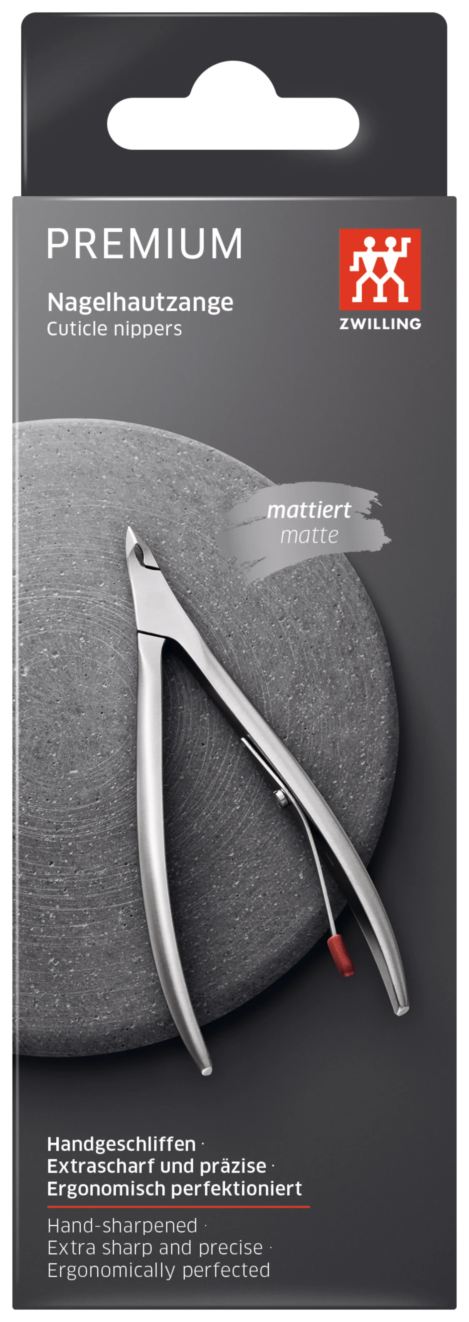 Zwilling Hautzange 100 mm: Mattiert für exakte Nagelpflege.