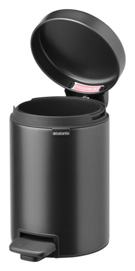 Eleganter BRABANTIA Treteimer NewIcon in confident grey, 3 l Volumen, ideal für kleine Räume, leise und langlebig.