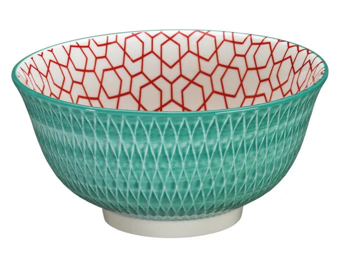 CILIO Bowl Amici Rauten türkis Porzellan 500 ml ø 15.5x7 cm in  präsentiert im Onlineshop von KAQTU Design AG. Schale ist von CILIO