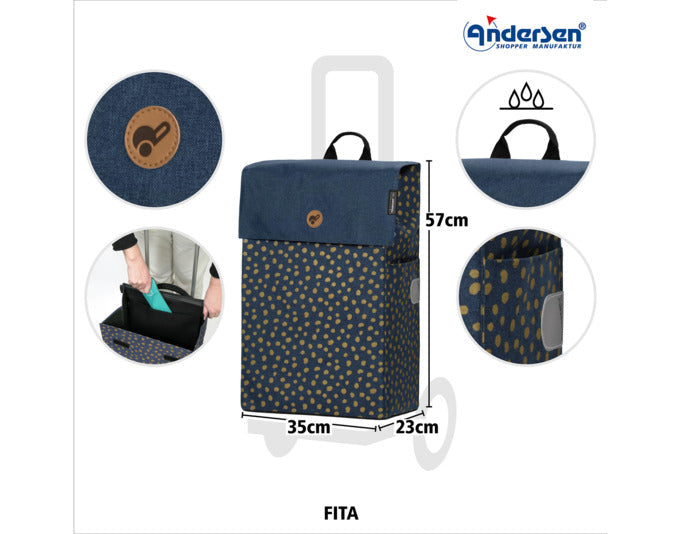 Der ANDERSEN Einkaufswagen Scala Fita in Blau ist ein praktischer, stilvoller Begleiter für Ihren Einkauf mit viel Stauraum.