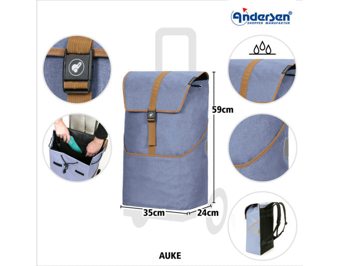 Moderner Einkaufswagen Unus Auke in Flieder von ANDERSEN, stilvoll und praktisch für den Einkauf.