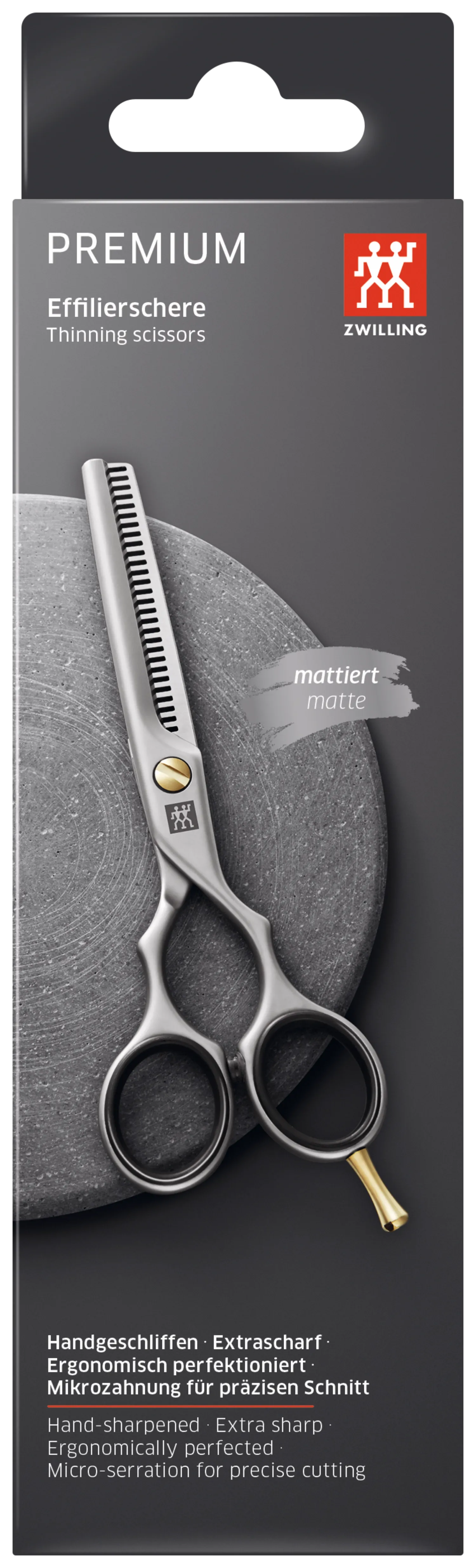 Zwilling Effilierschere 140mm: Mattiert für präzises Ausdünnen.