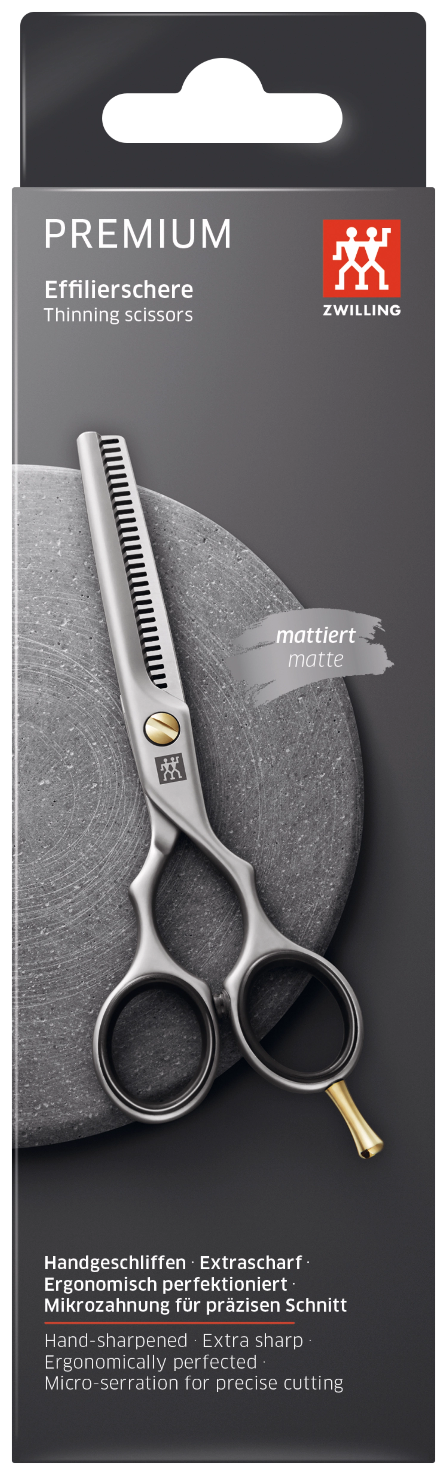 Zwilling Effilierschere 140mm: Mattiert für präzises Ausdünnen.