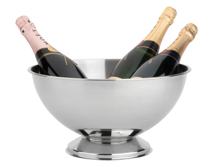 Eleganter Champagnerkühler aus Edelstahl mit 35 cm Durchmesser, ideal für stilvolle Anlässe und kühle Getränke.