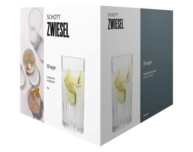 Elegante SCHOTT ZWIESEL Longdrinkgläser Stage 79 im 4er-Set, ideal für Cocktails und Getränke, hochwertig und stilvoll.