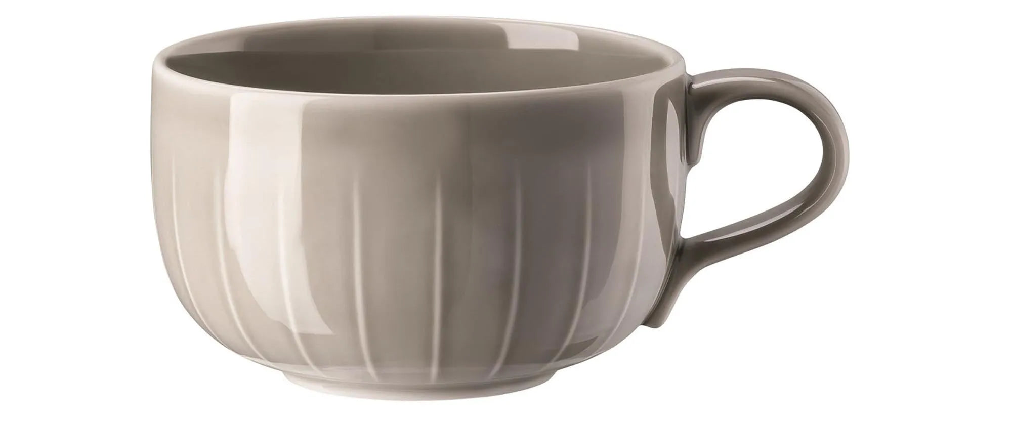 Elegante 0.28 L Obertasse aus langlebigem Porzellan, grau mit feinem Relief, spülmaschinenfest, ideal für stilvollen Genuss.