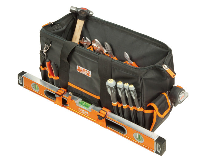Robuste BAHCO Werkzeugtasche, ideal für die sichere Aufbewahrung und den Transport von Werkzeugen, leer geliefert.