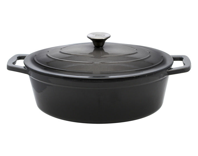 <tc>ELO</tc> Roasting pan cast iron oval gray cream enameled 4.9 l 41x25 cm