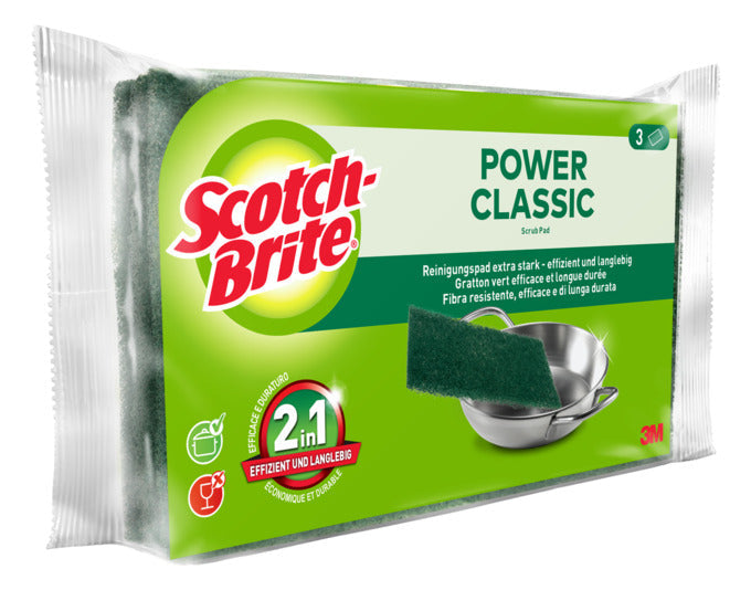 SCOTCH-BRITE Scheuerpad Classic, 3er-Set, grün. Ideal für gründliches Reinigen. Hochwertig, langlebig und vielseitig einsetzbar.