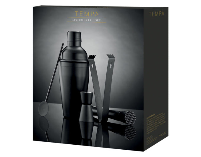 Elegantes TEMPA Cocktailset in Aurora Black Matt, 5-teilig, ideal für stilvolle Cocktailkreationen zu Hause.