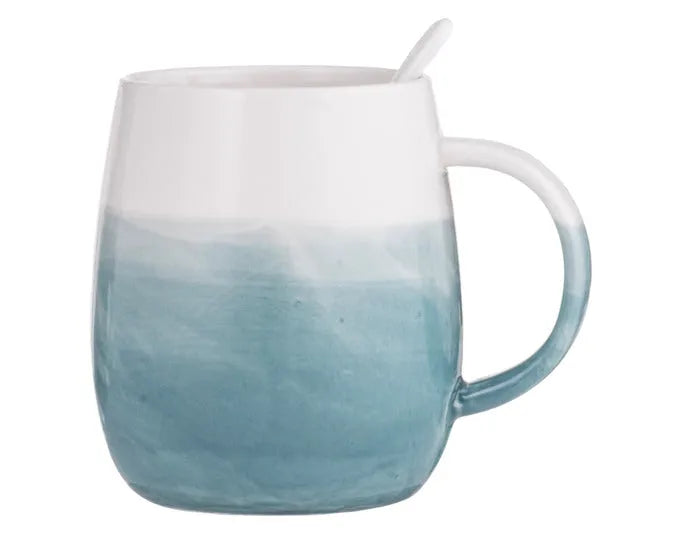 LADELLE Tasse mit Löffel 2er Set Immerse bluegreen 0.38 l in  präsentiert im Onlineshop von KAQTU Design AG. Glas ist von LADELLE