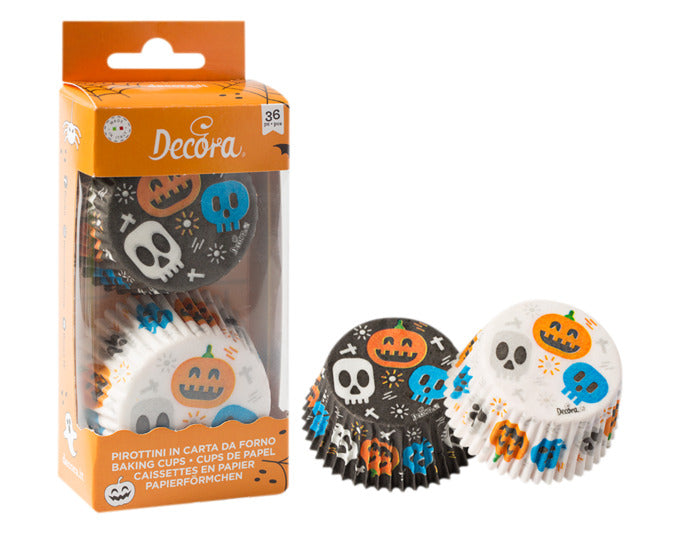 Halloween Papierförmchen von DECORA, 36 Stück, ø 5 cm, perfekt für gruselige Backkreationen und festliche Dekorationen.