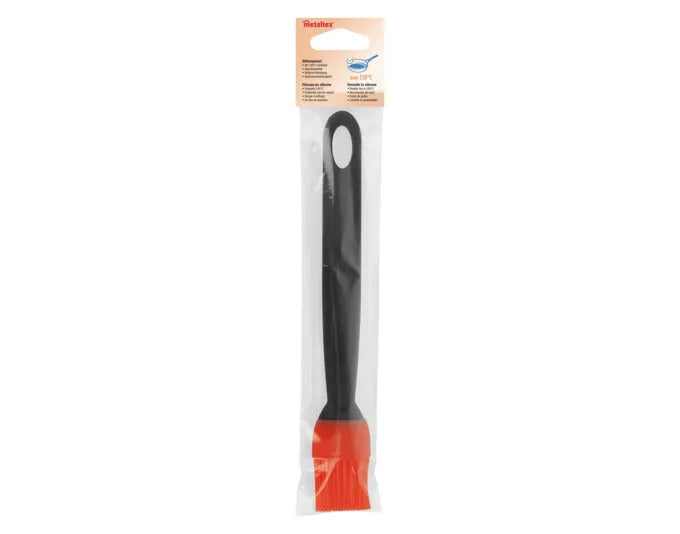 METALTEX Back- und Grillpinsel mit Silikonborsten, ideal für Backen und Grillen, schwarz/rot, 22x3 cm, langlebig und leicht zu reinigen.