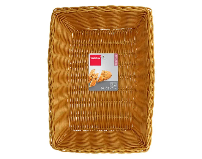 Rechteckiger Brotkorb aus beigem Metalldraht, 28x20x7 cm, ideal für Brot und Gebäck, stilvoll und praktisch von METALTEX.