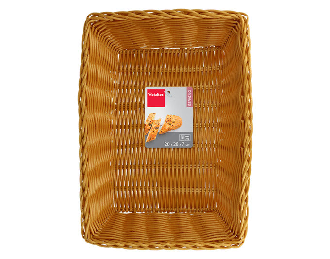 Rechteckiger Brotkorb aus beigem Metalldraht, 28x20x7 cm, ideal für Brot und Gebäck, stilvoll und praktisch von METALTEX.
