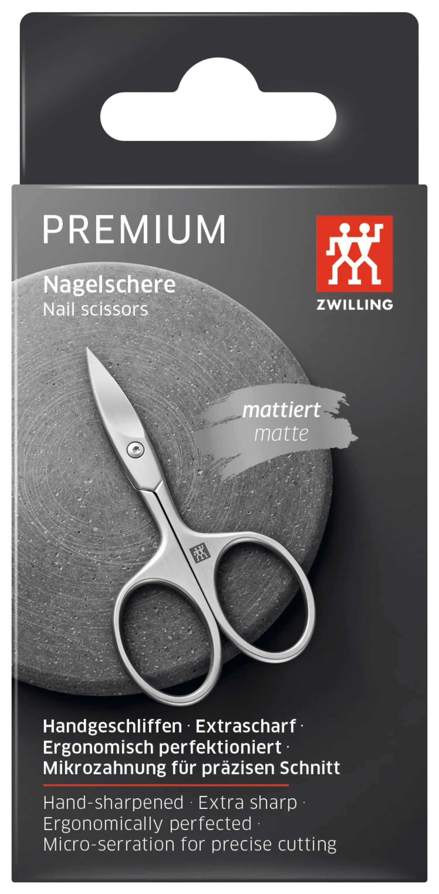 Zwilling 90mm Nagelschere: Mattiert für perfekte Nagelkontur.