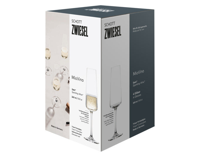 Elegante SCHOTT ZWIESEL Sektgläser MioVino, 4er-Set, ideal für stilvollen Genuss, hochwertig und langlebig, modernes Design.