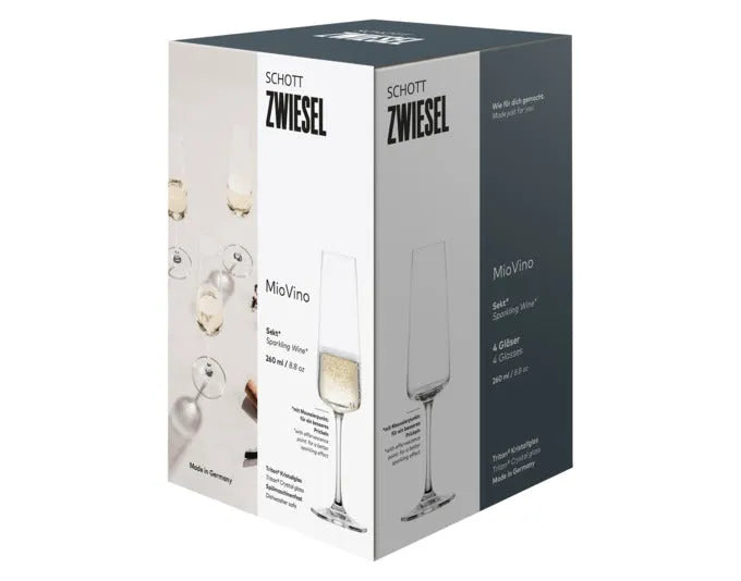Elegante SCHOTT ZWIESEL Sektgläser MioVino, 4er-Set, ideal für stilvollen Genuss, hochwertig und langlebig, modernes Design.