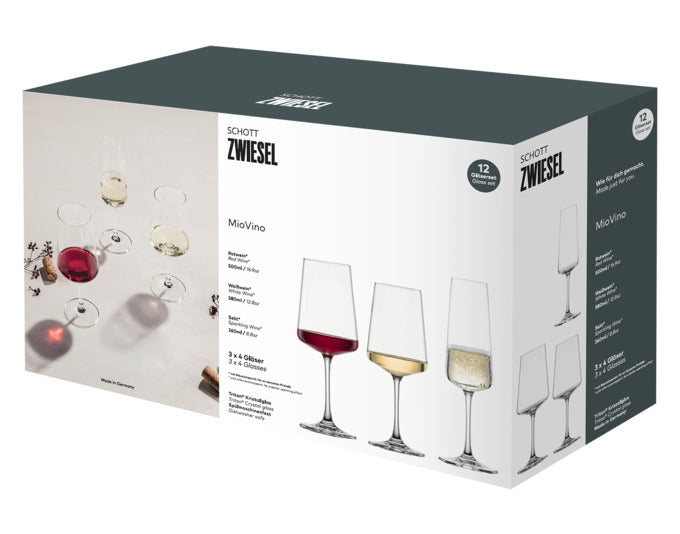 Elegantes 12-teiliges Weinglasset MioVino von SCHOTT ZWIESEL, ideal für stilvollen Weingenuss und besondere Anlässe.