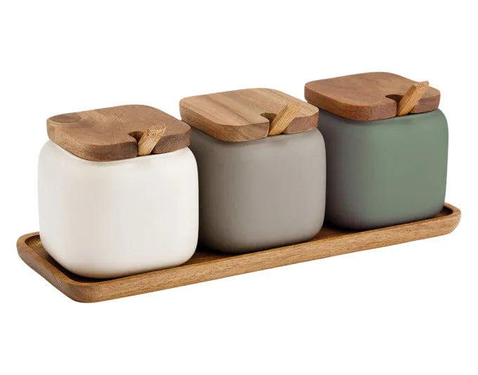 LADELLE Aufbewahrungsdosen-Set Essentials weiss/stone/salbei 10-teilig 28x10.5x9.5 cm in  präsentiert im Onlineshop von KAQTU Design AG. Schale ist von LADELLE