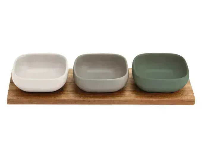 LADELLE Schalenset Essentials weiss/stone/salbei 4-teilig 32.5x11x5 cm in  präsentiert im Onlineshop von KAQTU Design AG. Schale ist von LADELLE