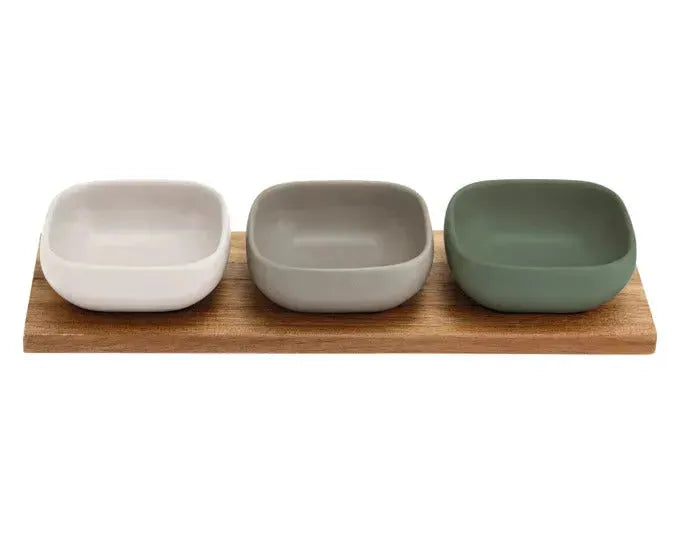 LADELLE Schalenset Essentials weiss/stone/salbei 4-teilig 32.5x11x5 cm in  präsentiert im Onlineshop von KAQTU Design AG. Schale ist von LADELLE