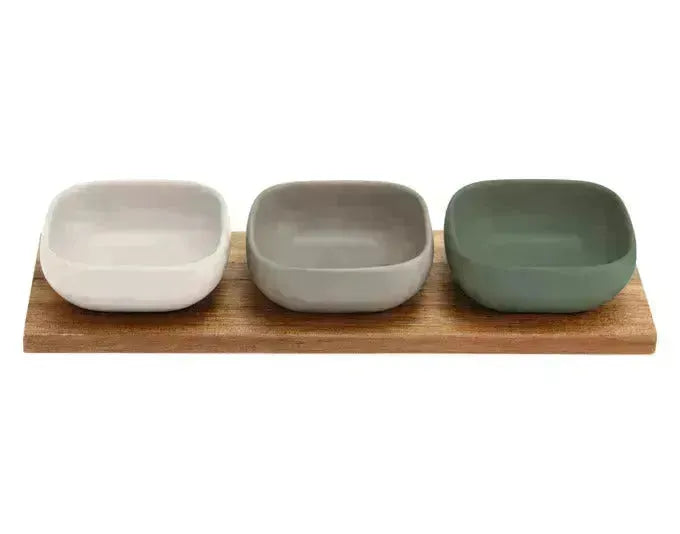 LADELLE Schalenset Essentials weiss/stone/salbei 4-teilig 32.5x11x5 cm in  präsentiert im Onlineshop von KAQTU Design AG. Schale ist von LADELLE