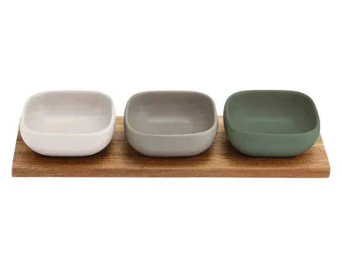 LADELLE Schalenset Essentials weiss/stone/salbei 4-teilig 32.5x11x5 cm in  präsentiert im Onlineshop von KAQTU Design AG. Schale ist von LADELLE