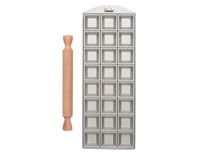MARCATO Ravioliform Classic Line 24er eckig Aluminium-Druckguss mit Nudelholz 50 mm in  präsentiert im Onlineshop von KAQTU Design AG. Küchenhelfer ist von MARCATO