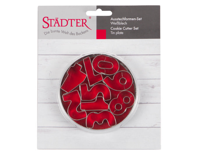 Zahlen-Ausstecher-Set von STÄDTER, 3.5 cm, ideal für Kekse und Dekorationen, in praktischer Dose, hochwertig und vielseitig einsetzbar.