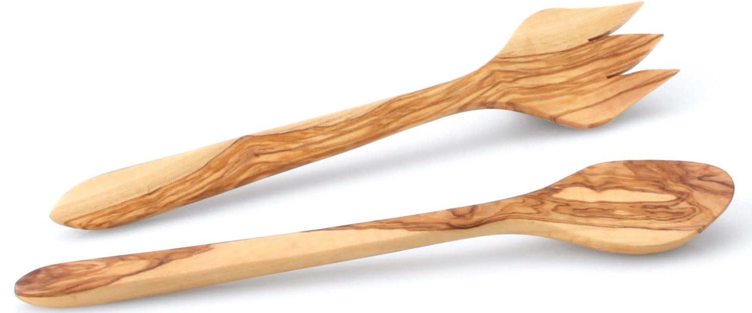 Olivenholz Salatbesteck Nr.2, 30.5 cm in Braun präsentiert im Onlineshop von KAQTU Design AG. Geschirr ist von Continenta