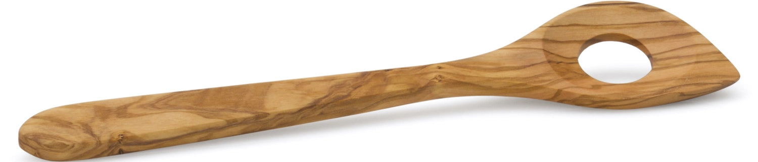 Olivenholz Kochlöffel mit Ecke und Loch 30cm in Braun präsentiert im Onlineshop von KAQTU Design AG. Küchenhelfer ist von Continenta