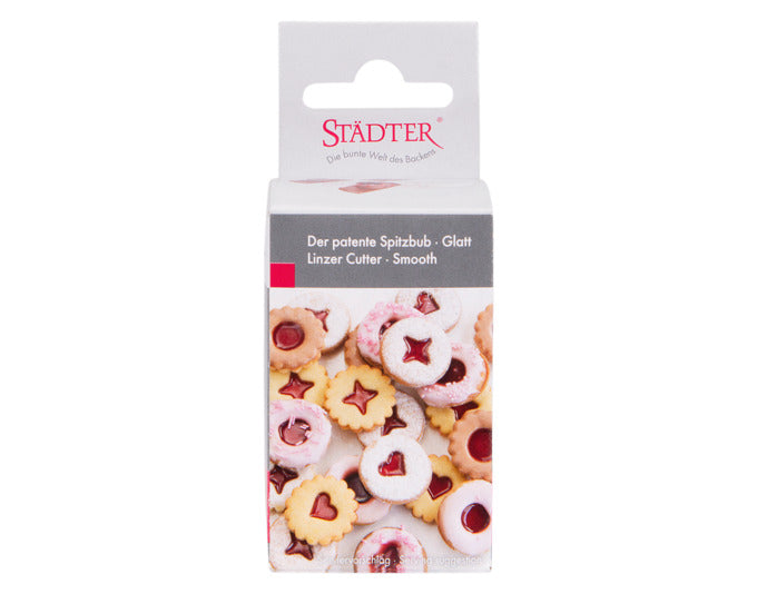 Set aus Linzer-Ausstechern von STÄDTER, ideal für Spitzbuben. Glatte Form, ø 4 cm, perfekt für kreative Backideen.