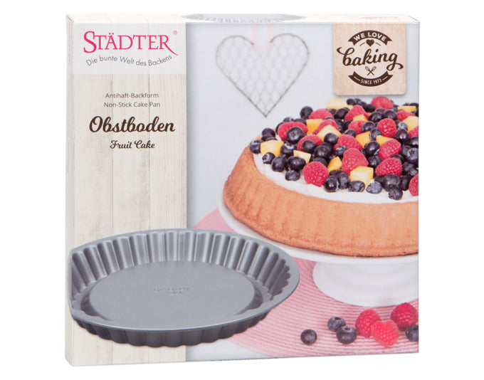 Obstbodenform ø 22x3 cm in Silber von STÄDTER, ideal für Backliebhaber. Perfekt für Obstkuchen und Tortenböden.