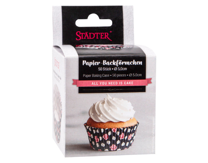 Bunte Papierbackförmchen von STÄDTER, ideal für Muffins und Cupcakes, 50 Stück, Größe ø 5/7x3 cm, perfekt für kreative Backideen.