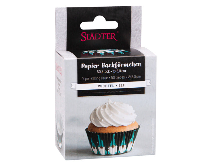 Bunte Maxi Papierbackförmchen mit Wichtelmotiv, ideal für Muffins und Cupcakes, 50 Stück, ø 5/7x3 cm, von STÄDTER.