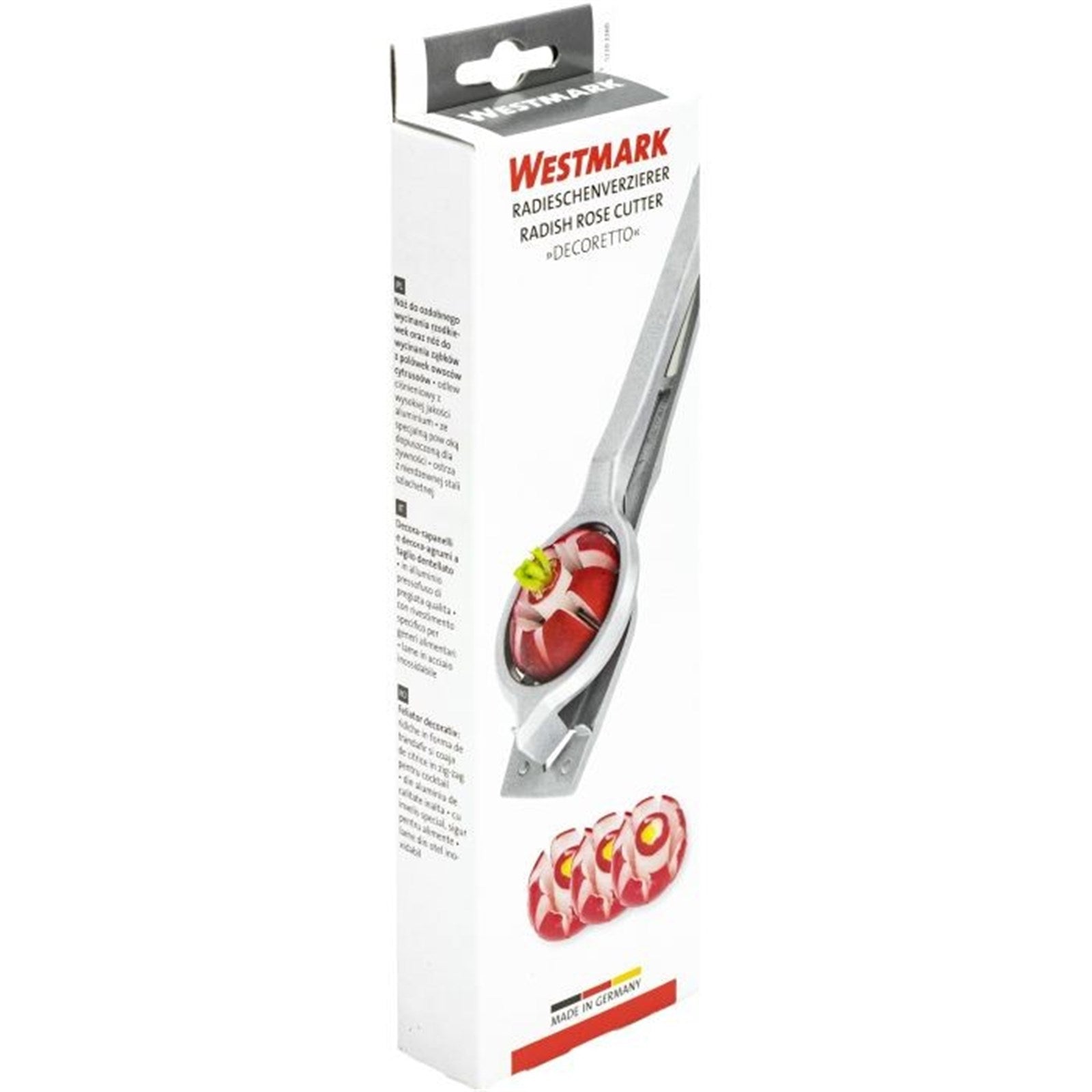 Der Westmark Radieschenverzierer Decoretto (18x5x3cm) ist ideal für kreative Dekorationen und Garnierungen von Radieschen und Gemüse.
