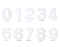 STÄDTER Candle Set, Numbers 0–9, 4.5 cm, White, with Holder