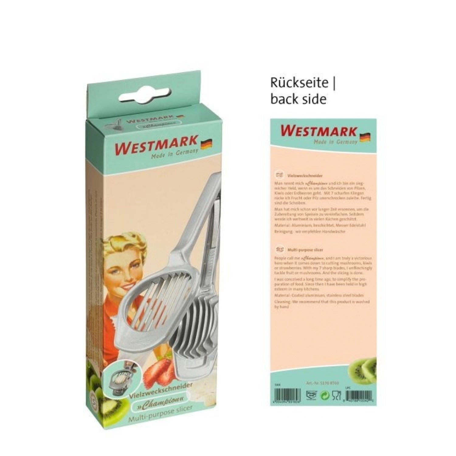 Retro Vielzweckschneider Champion von Westmark, 20x7x3cm, perfektes Küchenwerkzeug für vielseitige Schneid- und Stecharbeiten, elegant und praktisch.