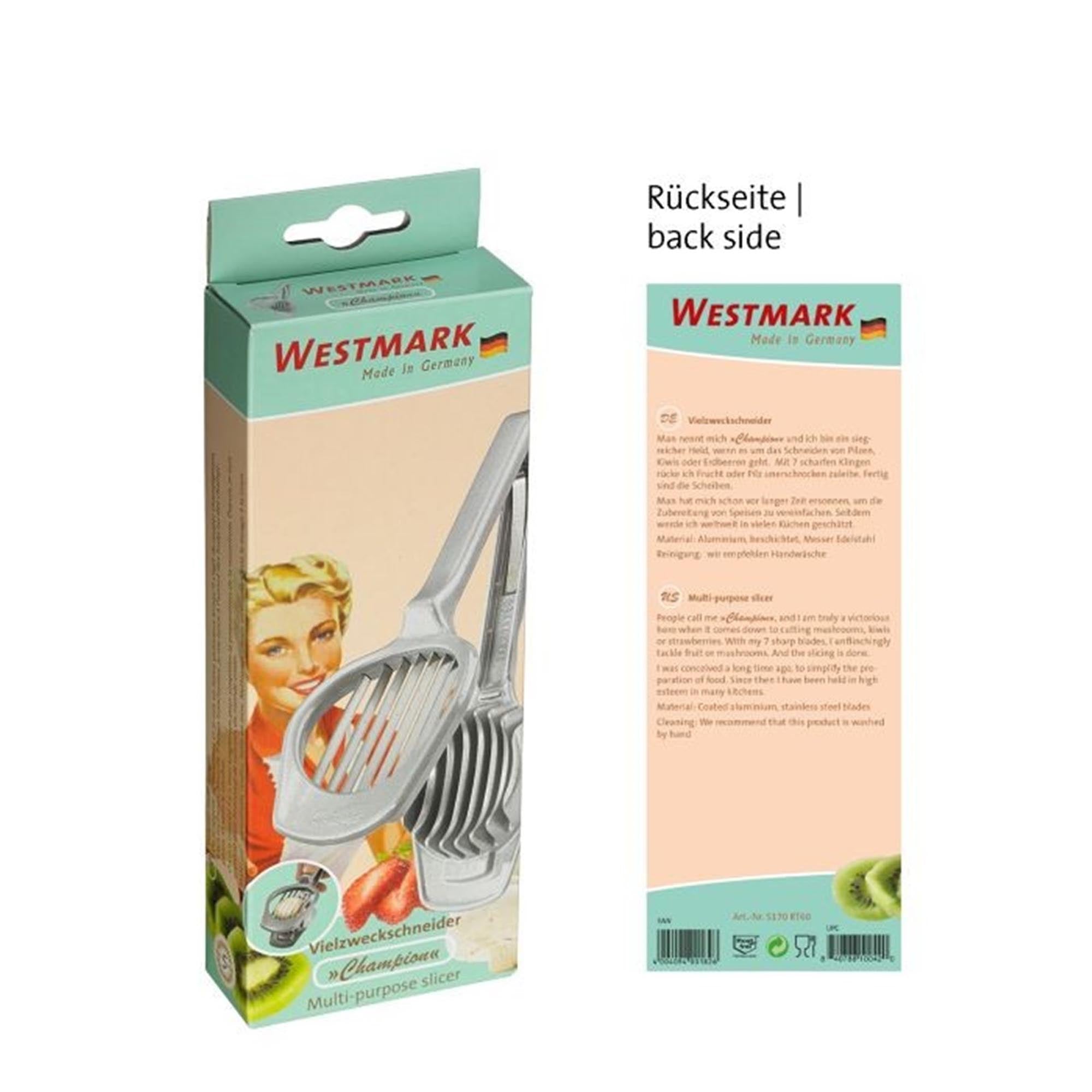 Retro Vielzweckschneider von Westmark, kompakt (20x7x3cm), ideal für präzises Schneiden, robust und vielseitig einsetzbar.